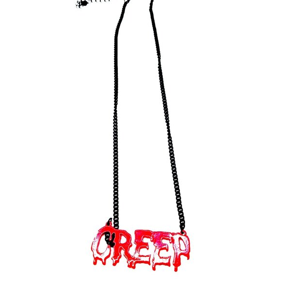 Creep Pendant Chain Necklace-Red+ Black Halloween + Gift Box - Picture 1 of 7